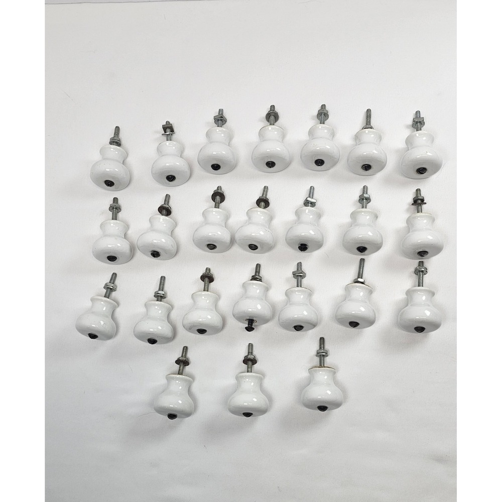 Vintage White Porcelain Cabinet Knobs Japan Drawer Pull Screw Sold In Lots Of 6